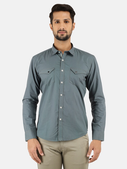 Men's Solid Slim Fit Cotton Casual Shirt OLIVE 3XL