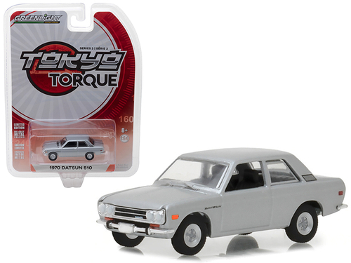 1970 Datsun 510 Silver Tokyo Torque Series 2 1/64 Diecast Model Car by