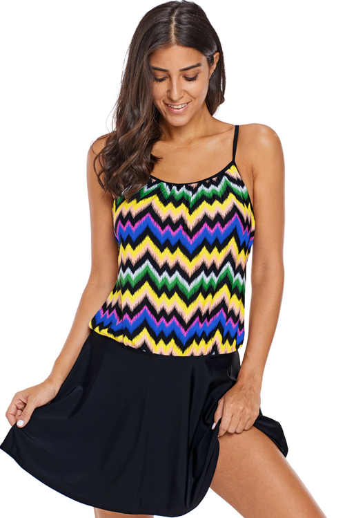 Rainbow Fuzzy Zigzag One-piece Swim dress