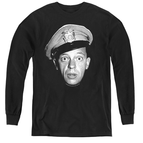 Andy Griffith & Barney Head-Youth Long Sleeve Tee, Black - Extra L