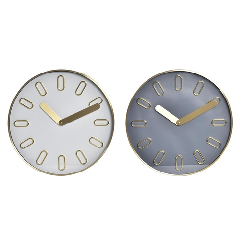 Wall Clock DKD Home Decor 35,5 x 4,2 x 35,5 cm Crystal Grey Golden