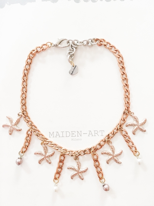 Statement Choker with Shell, Starfish Charms and Pearls.