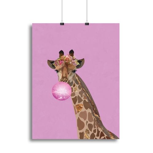 Giraffe pink bubblegum Canvas Print or Poster
