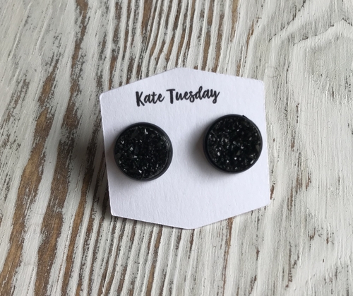 Black Halloween Druzy Earrings