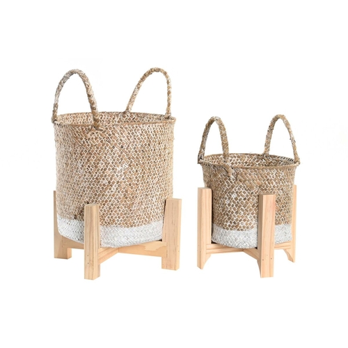 Set of pots DKD Home Decor 22 x 22 x 20 cm 22 x 22 x 35 cm Natural