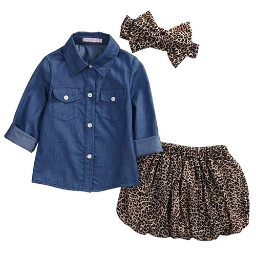 Infant Kids Baby Girls Outfits Denim Shirt