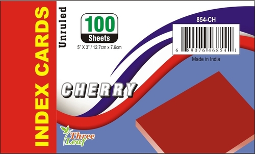 3" x 5" Cherry Unruled Index Cards - 100 Count