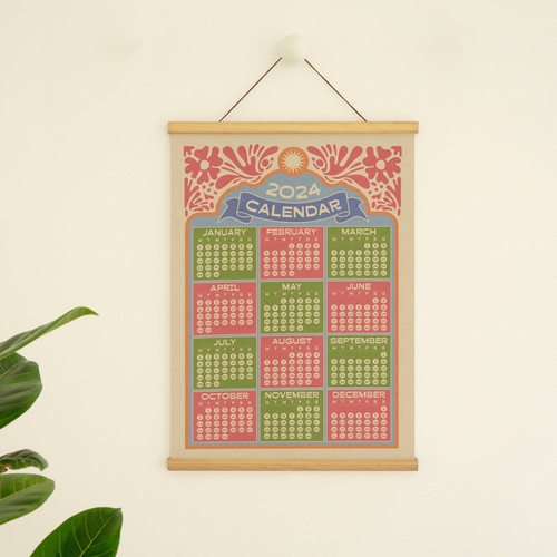 2024 Boho Calendar Print Wall Planner