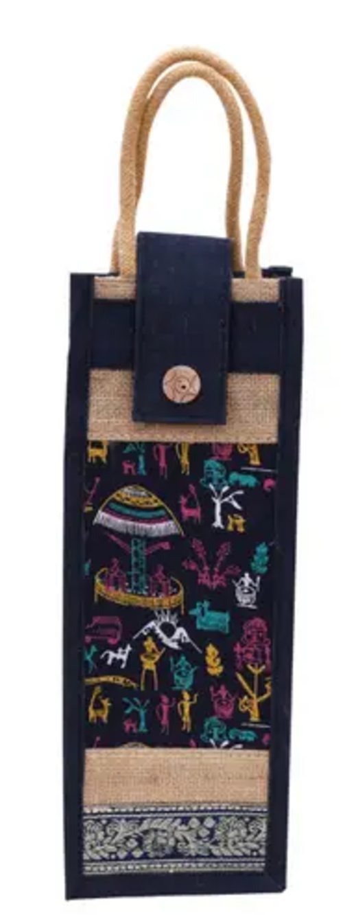 Water Bottle Bag, Jute Wine Bottle/Mini Lunch Box Carry Cover with
