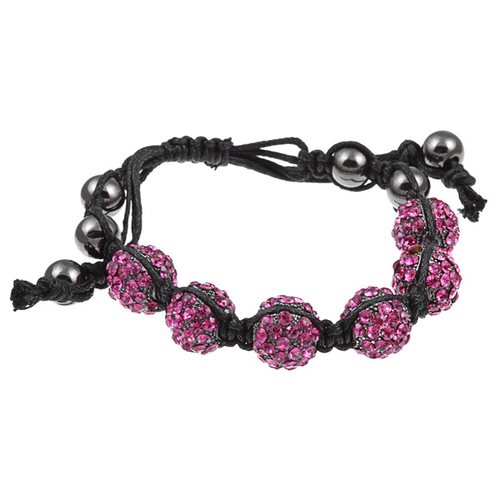Zircomania 622B-0029FU Pave Fuchsia Crystal Beaded Macrame Adjustable 