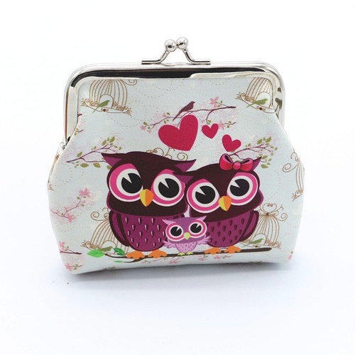 s cute owl pattern leather coin purses zipper