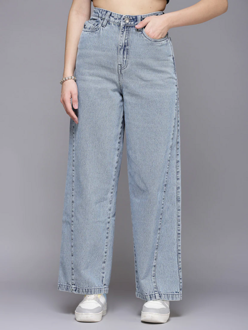 Women High Rise Denim Jeans(Size30)(Colorlight blue)