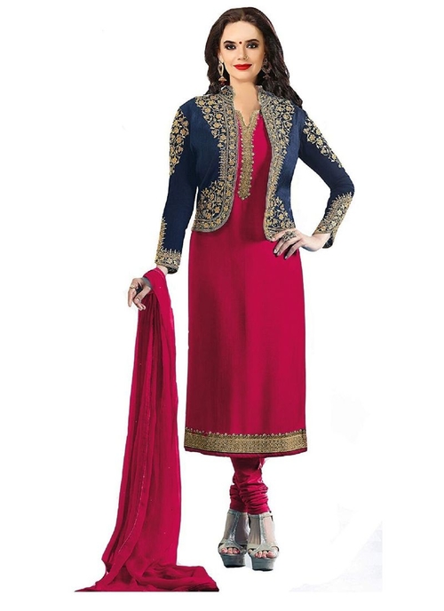 Generic Women's Georgette Salwar Material (Dark