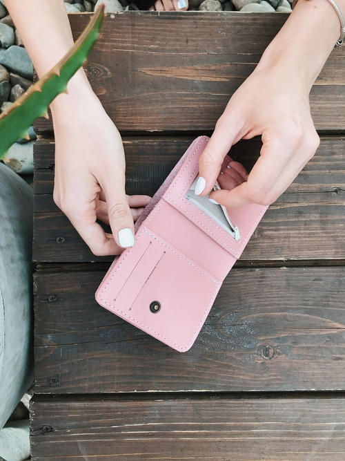 Pink Leather Wallet, Nurse Gift Box, Roommate Gift