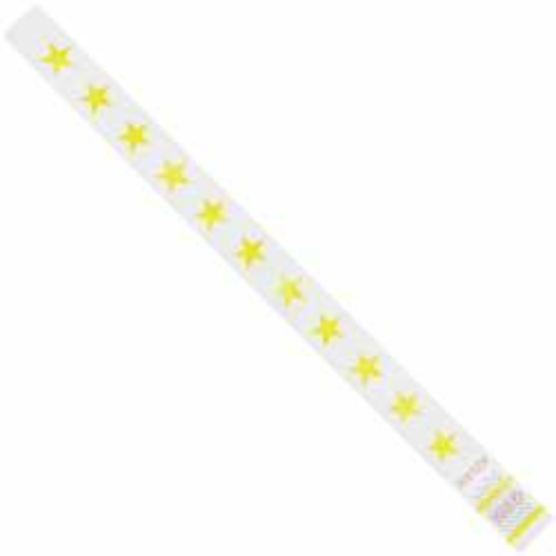 Tyvek WR104YE 0.75 x 10 in. Yellow Stars Wristbands - Case of 500