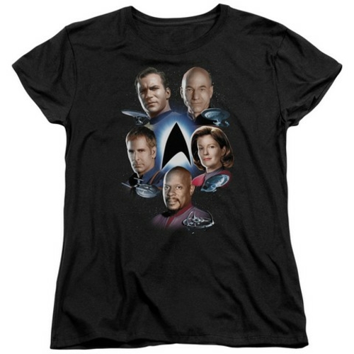 Trevco Star Trek-Starfleets Finest - Short Sleeve Womens Tee - Black- 