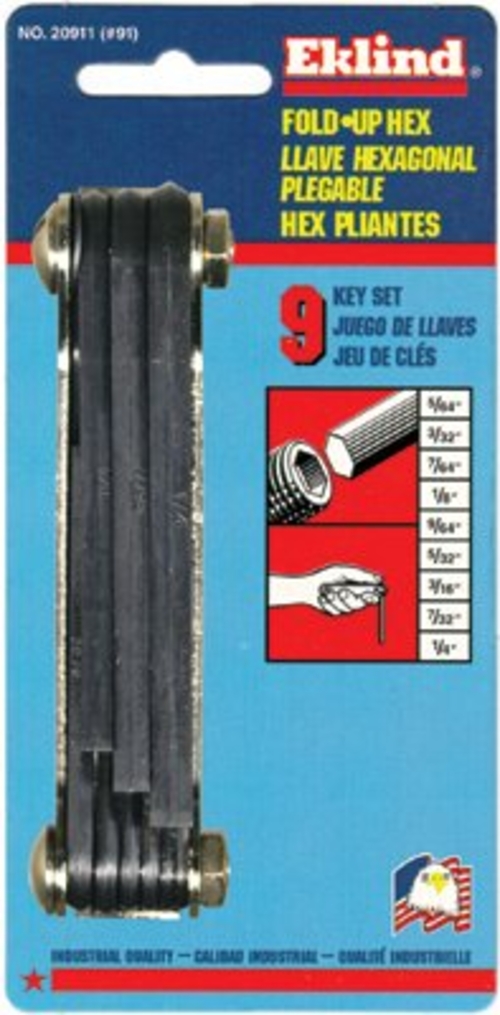 Eklind Tool 269-20911 #91 5-64-1-4 Size Fold-Up Hex Key Set
