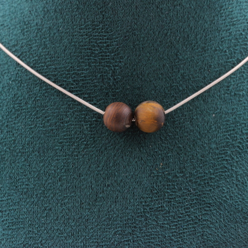 Matte Tiger's Eye 8 mm 2 beads necklace.