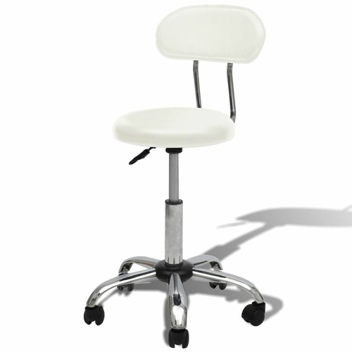 Professional Salon Spa Stool Round Seat with Backrest White