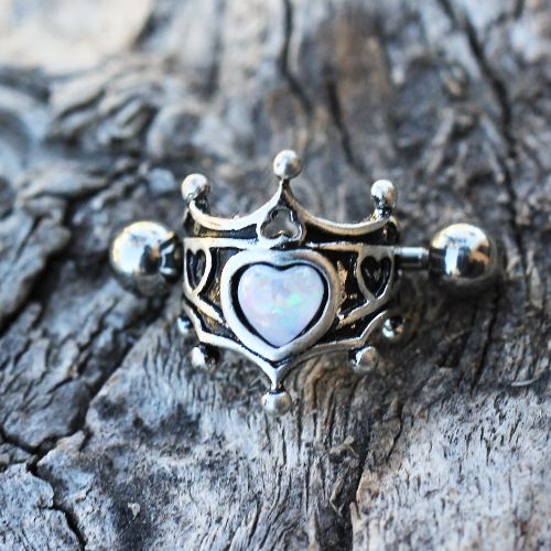 316L Stainless Steel Medieval Design Heart Crown Cartilage Cuff