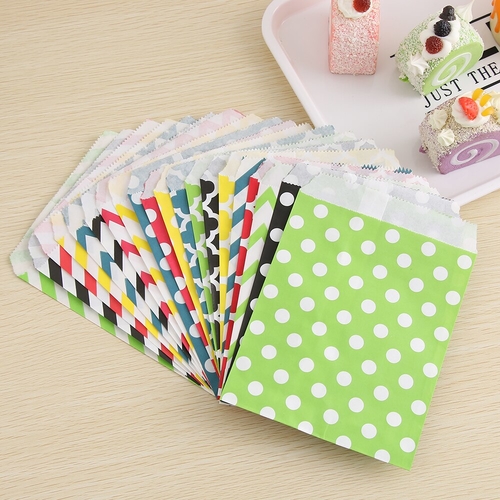 25PC 5x7inch Kraft Paper Wrapper Bag Striped Dot