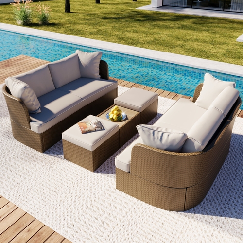 Customizable Outdoor Patio Furniture Set, Wicker Furniture Sofa Set