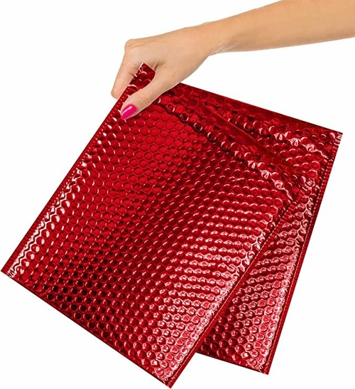 Pack of 10 Red Metallic Bubble Mailers 8 x 11 Red Padded Envelopes