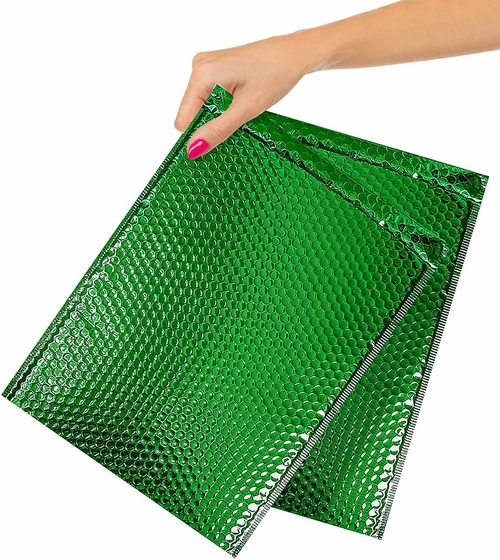 Pack of 50 Green Metallic Padded Bubble Mailers 12 x 17 Green Bubble