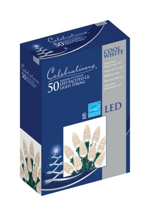 Celebrations 47824-71 Cool White 50 Christmas LED C6 Light Set