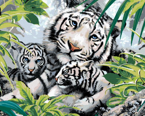 Paint by Numbers - WHITE TIGER AND TWO CUBS (HOWARD ROBINSON)