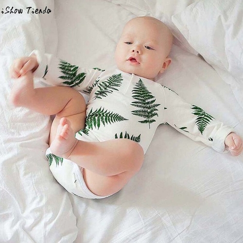 Baby Bodysuits Newborn Baby Leaves Printing Long