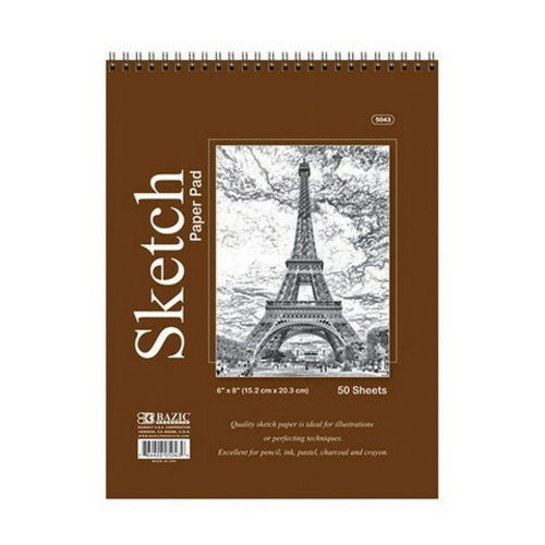 Bazic 5043  50 Ct. 6" X 8" Top Bound Spiral Premium Sketch P