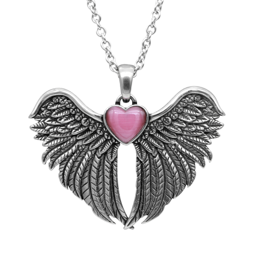 Forever With You Winged Heart Necklace With Cat Eye Stone