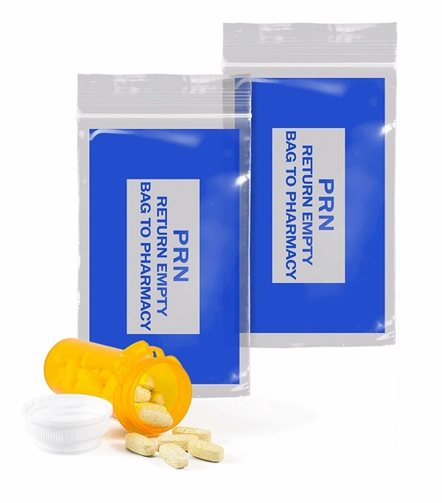 Pack of 1000 Blue PRN Bags, Clear 4 x 6. Zipper Printed Bags 4x6 with