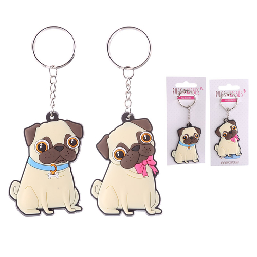 Fun PVC Keyring - Cute Pug Design