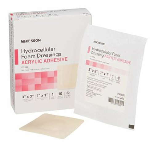 Hydrocellular Foam Dressing 3" x 3" Pack of 100 Tan Acrylic Adhesive