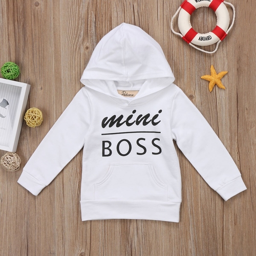 Babies Letter Hooded Pocket T shirt Casual Toddler