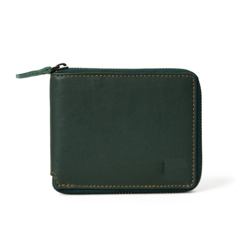 Mens zip closure Wallet-  GREEN