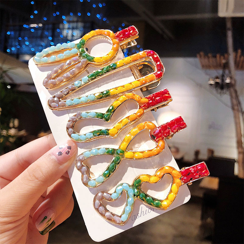 New Women Colorful Crystal Heart Rabbit Crown Hair