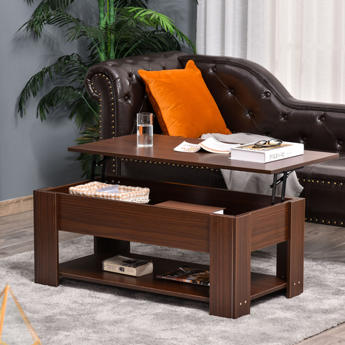 HOMCOM Lift Top Coffee Table with Hidden Storage Compartment and Open