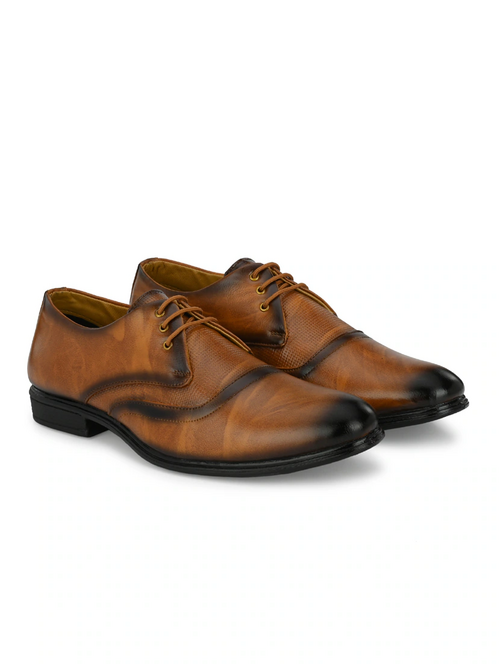 Tan Leather Laceup Derbies  (Size-UK-9) (Color-TAN)