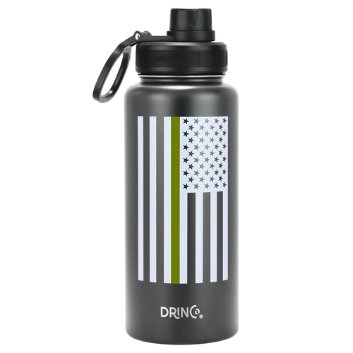 DRINCO® 32oz Stainless Steel Water Bottle-Thin Green-Black