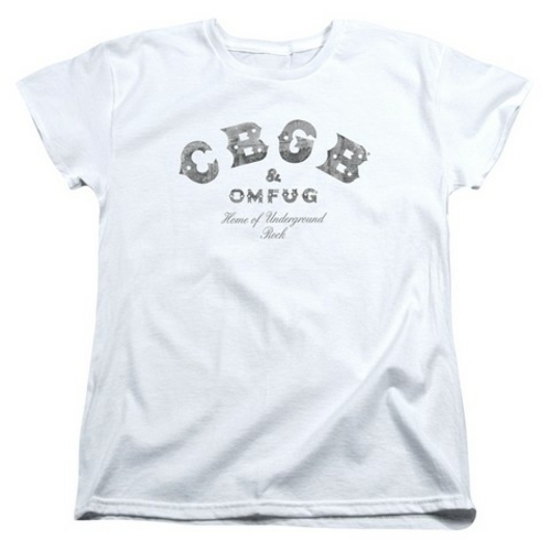 Trevco Cbgb-Club Logo - Short Sleeve Womens Tee - White, Large