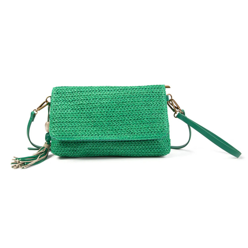 Bandolera Tania Verde - Bolso de mano rafia