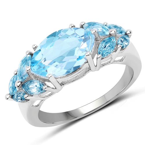 2.72 Carat Genuine Blue Topaz .925 Sterling Silver Ring