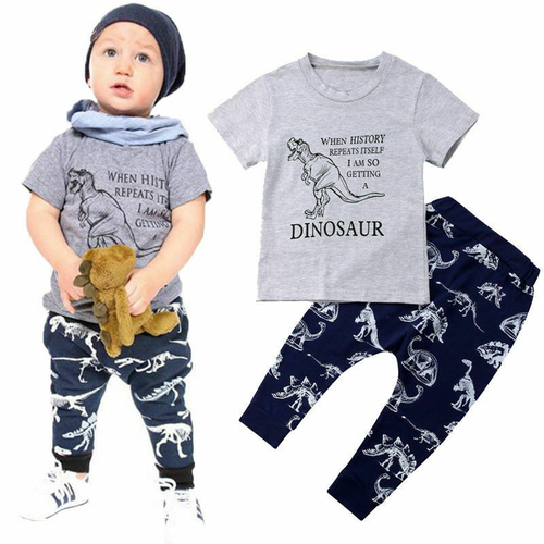 Dinosaur Kids Baby Boys Short Sleeve Cotton T