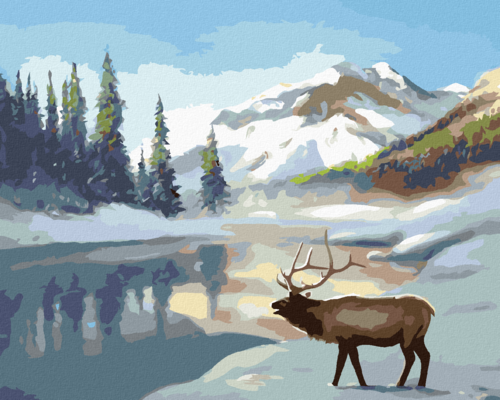 Zuty - Paint by Numbers - MOOSE BY A STREAM (D. RUSTY RUST), 40x50 cm
