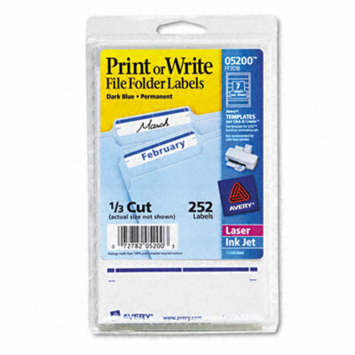 Avery 05200 Print or Write File Folder Labels- 3-7/16 x 11/16- White/D