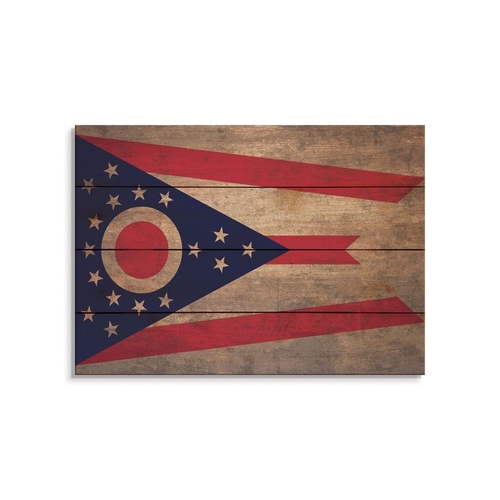 Wile E. Wood FLOH-2014 20 x 14 in. Ohio State Flag Wood Art