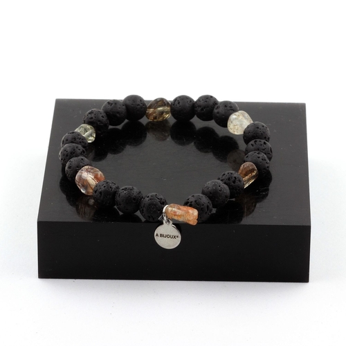 Super Seven (Melody's Stone) from Brazil + Lava Bracelet 8 mm Beads.